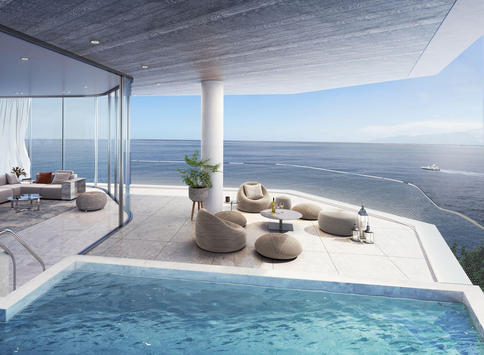 Luxury terrace with ocean view